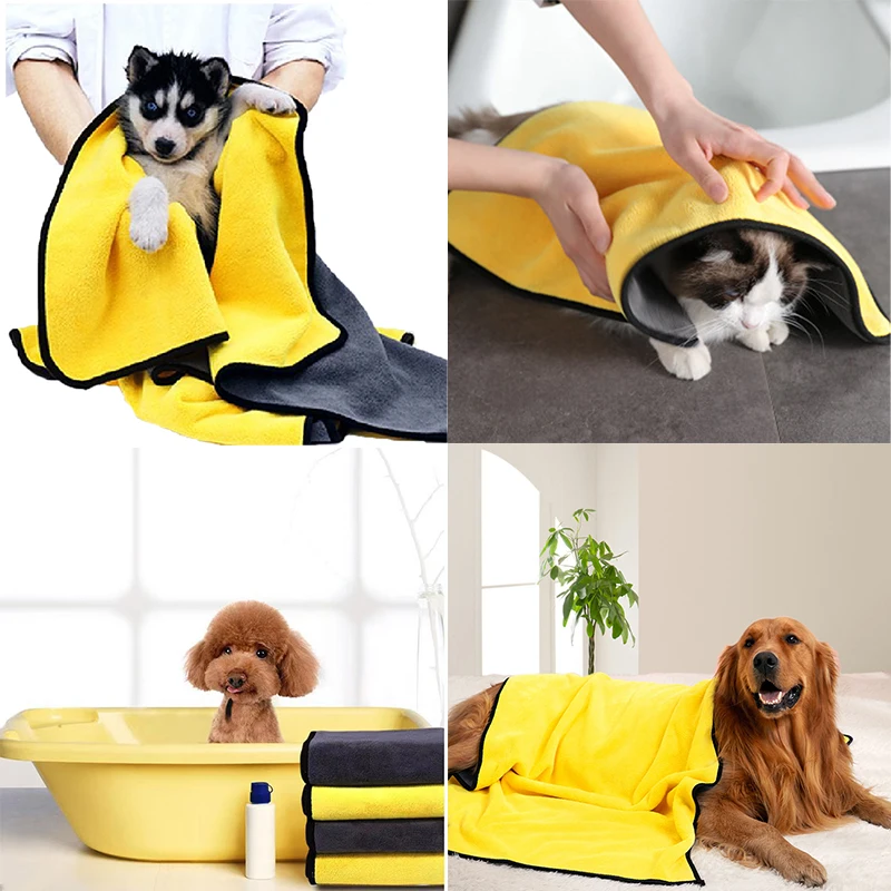 Quick-drying Pet Dog and Cat Soft Fiber Water-absorbent Bath Cleaning Towel Pet Supplies