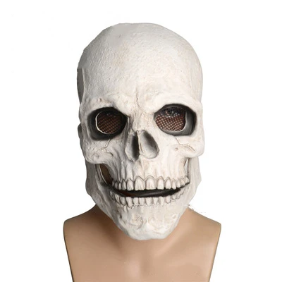 New Full Head Skull Mask Skeleton Movable Mouth Halloween Costume Horror Evil Latex Rubber Full Head Mask Cosplay Props