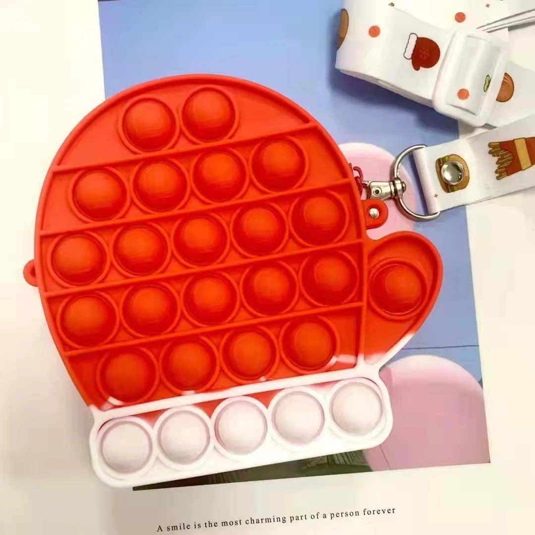 pink cat silicone toys candy color pencil case shoulder bag rabbit fidget toys bag school supplies