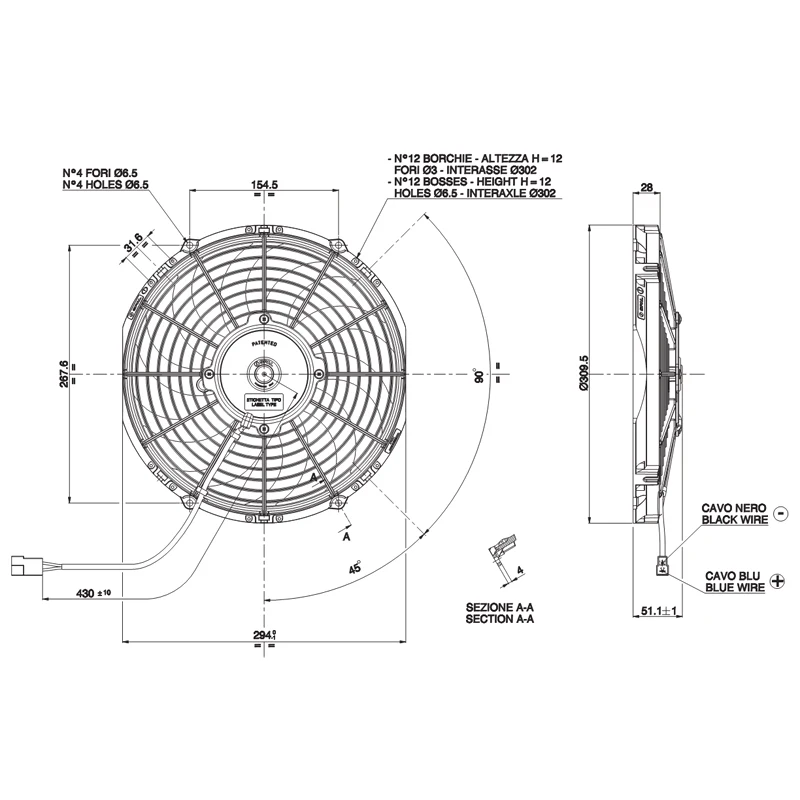 Bus parts air conditioning fan Spal fan 24V for VA09-BP12/C-54A-54S suitable for Kinglong Golden dragon Higer Zhongton