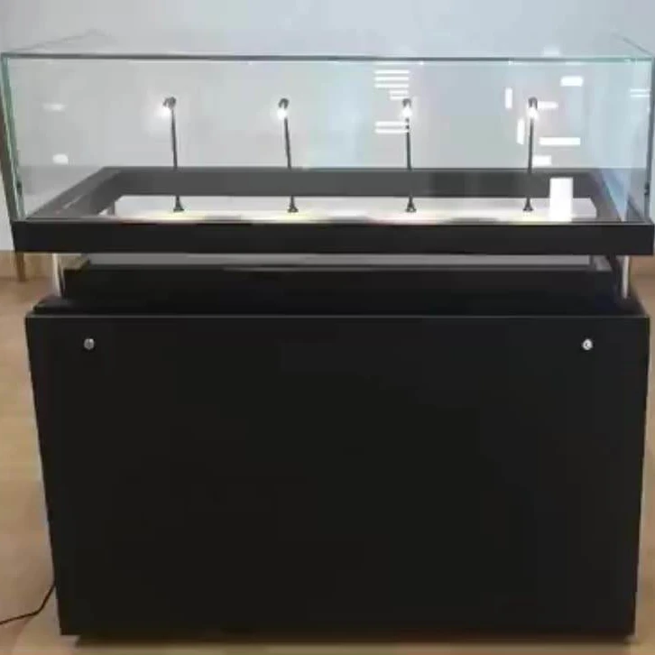Automatic lifting display case stand glass counter cabinet for museum equipment display showcase  museum laminated glass