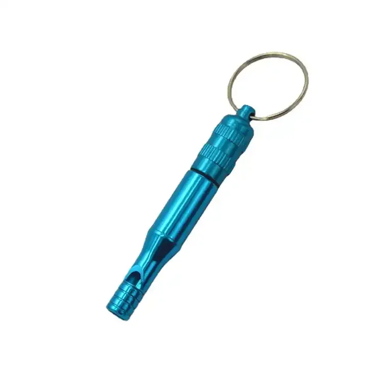 Outerdoor Emergency Whistle Pill Case Holder Wristlet Alarm Window Breaker Alarm Aluminum Emergency Survival Whistle Keychains