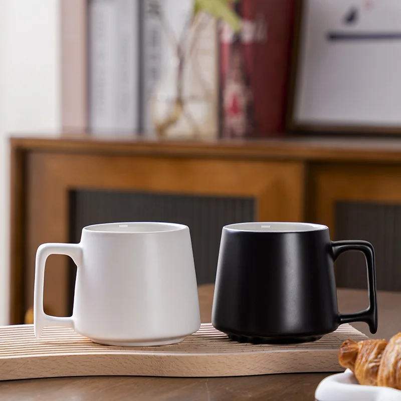 Wholesale 400 ml reusable ceramic round coffee cup with handle