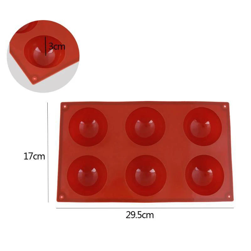 Non-Stick Food Grade Silicone Bpa Free Handmade Semi Sphere Round Shape 6/8/15/24-Cavity Candy Deep Dubai Chocolate Bar Mold