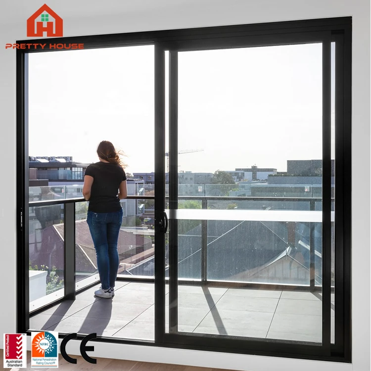 Malaysia biometric aluminium double sliding glass door