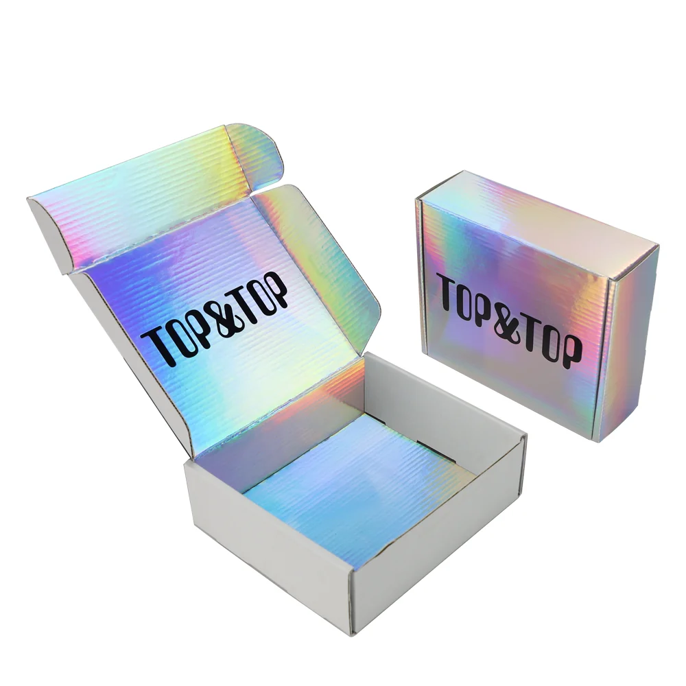 OEM Unique Holographic Mailer Box Die Cut Cardboard  Mailing Box Shipping Hard Corrugated Paper Boxes