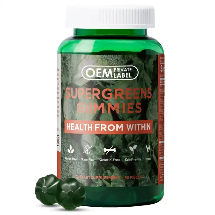 Biocaro OEM Private Label Supergreens Gummies Vegan Food Vitamin Super Greens Gummies Supplements