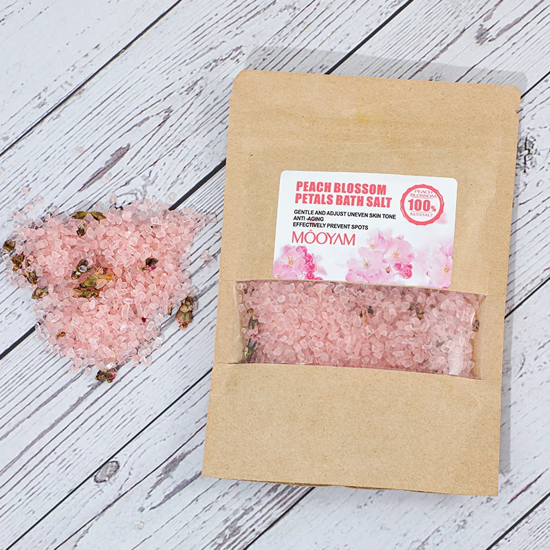Фирменная торговая марка насыпью, натуральный жасмин, цветок персика, соль для ванны, спокойная ванна, спа, расслабляющие лепестки лаванды, розы, соль для ванны с цветами