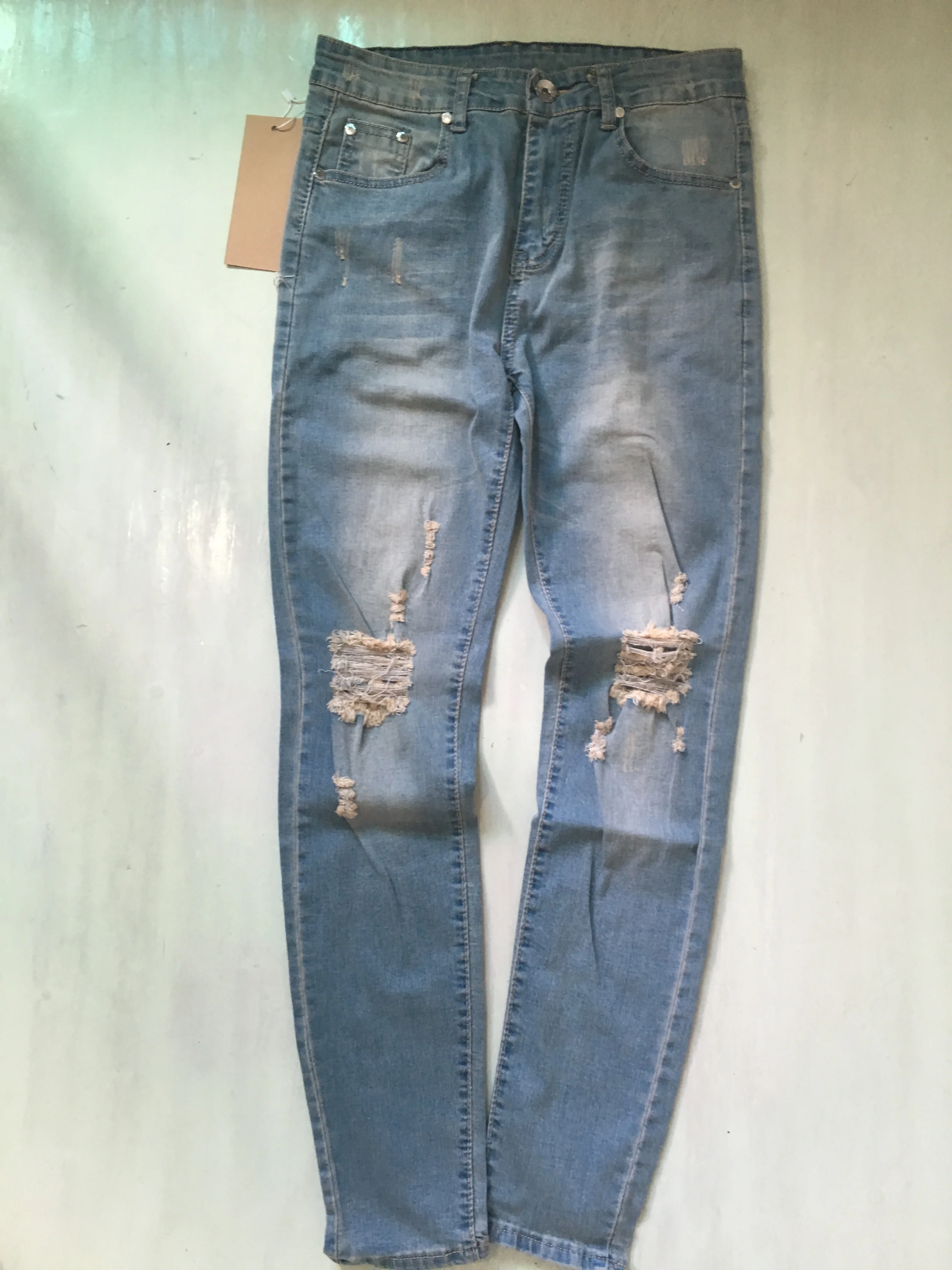 Джинсы мужские рваные в стиле хип-хоп, классические брюки из денима, байкерские удобные Стрейчевые штаны, есть в наличии