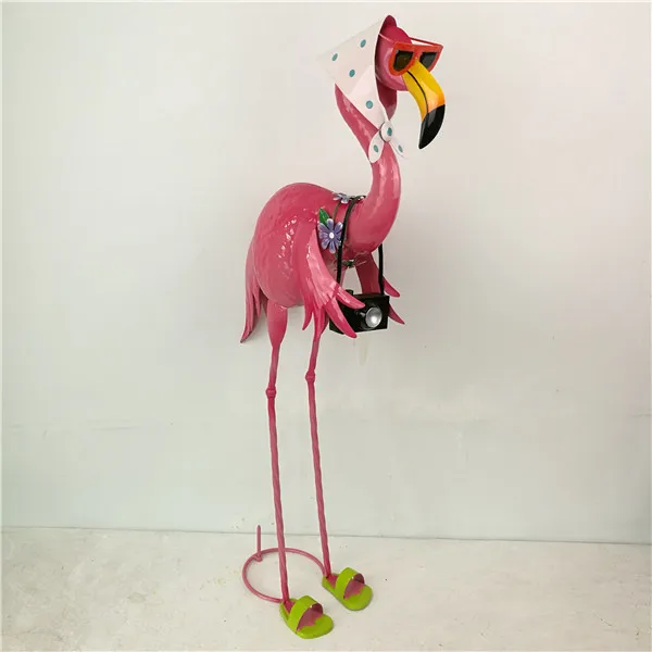 Garden Flamingo Statues and Sculptures Outdoor Metal Bird Yard Art Pink Flamingo Lawn Ornament for Patio Porch Decorations