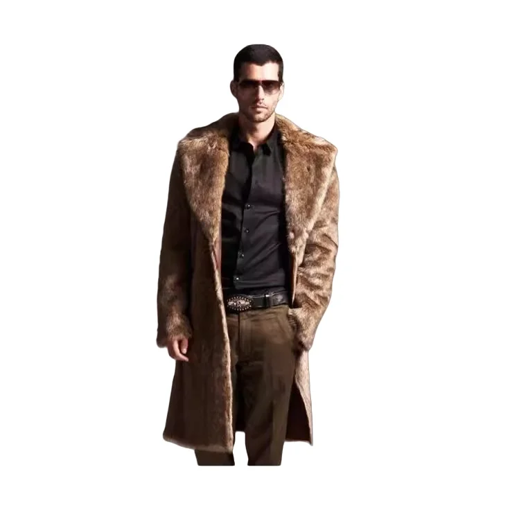 Wholesale autumn and winter fur jackets for men, medium to long, made of artificial fur for warmth and cold resistance