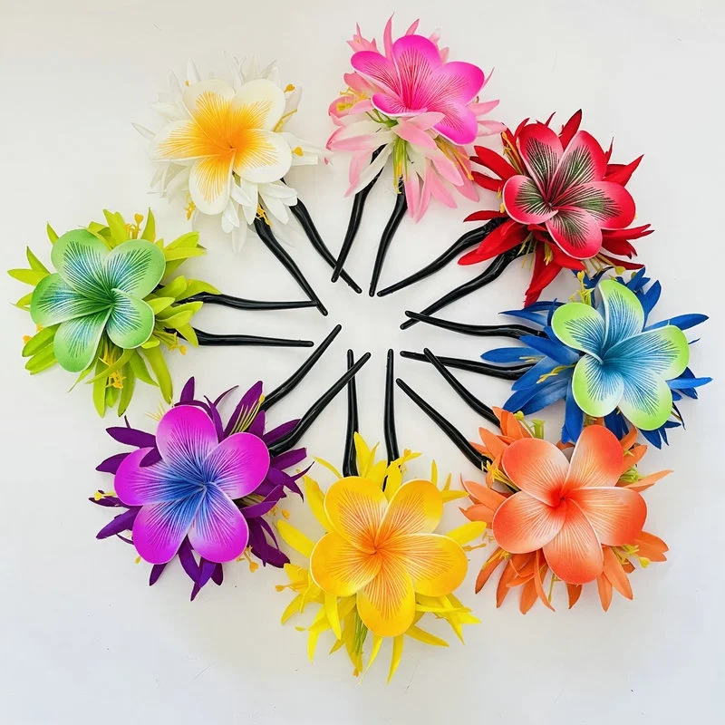  Spider lily plumeria hair pick Foam flower accessories Artificial Island tiara frangipani hibiscus