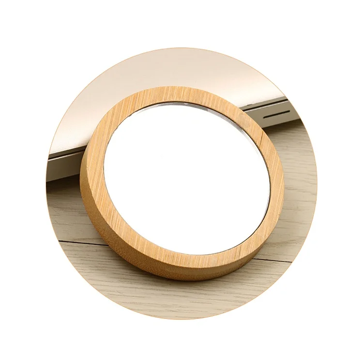 TOP SALE  Eco-Friendly  Cheap Natural Portable Makeup Round Bamboo and wood  Mirror