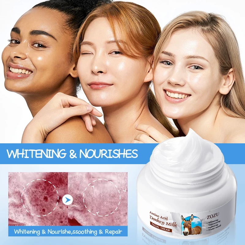 OEM ZOZU Wholesale Organic Donkey Milk Whitening Facial Cream Korean Skin Care Moisturizing Brightening Skin Repair Face Cream