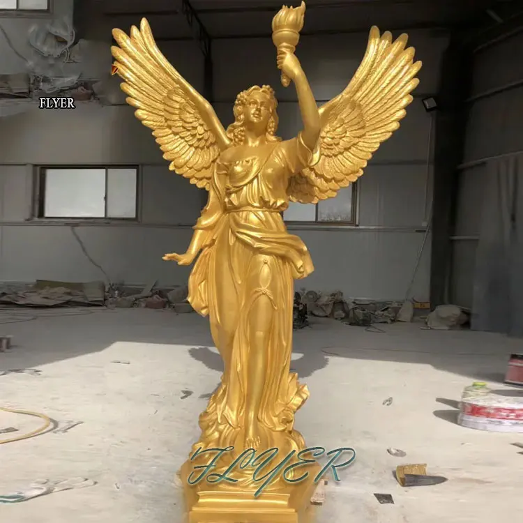 Outdoor Large Angel Shaped Fiberglass Lamp Statue Artistic Decoration Fiberglass Angel Statue Lamp