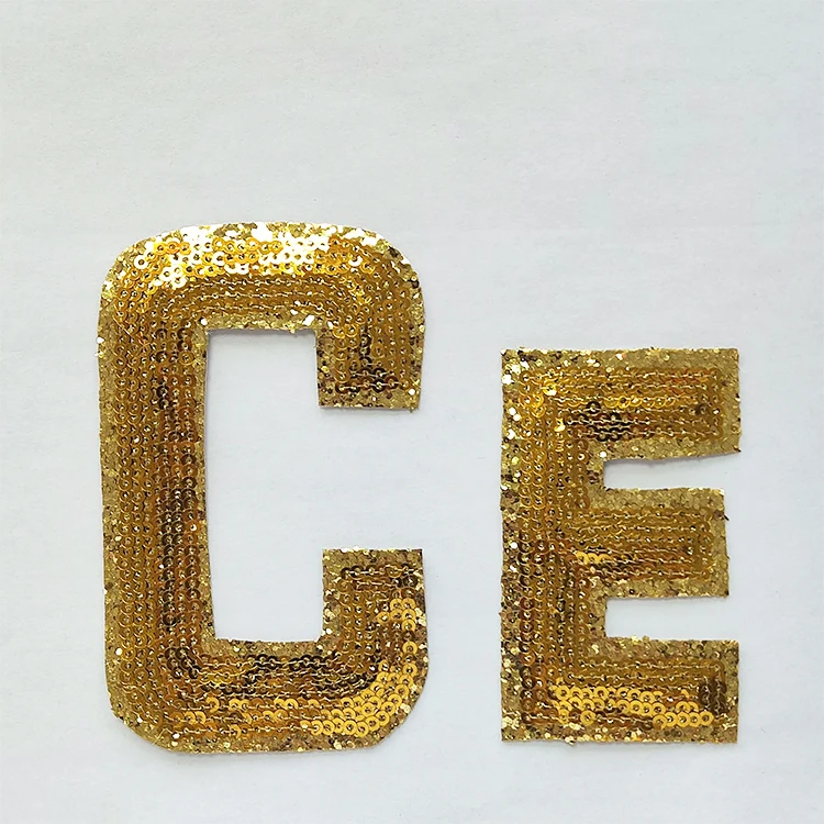 Factory Custom High Quality computer  Embroidery beading sequins letters iron on patches for Clothing Clothes bag hats patch