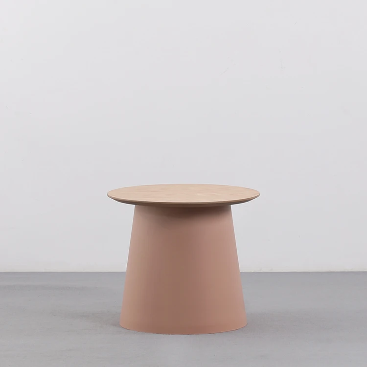 new design luxury fancy hot sell oak pp plastic two size living room use round coffee side table