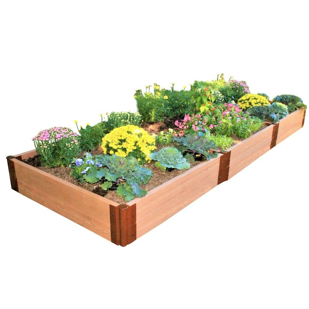 China hot sale wood grain plastic composite waterproof and fireproof flower box bed plastic flower pots&planter for outdoor