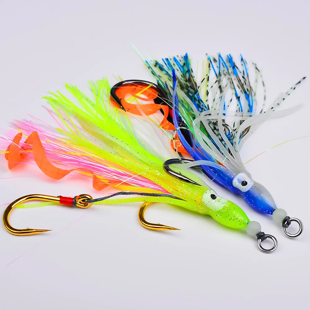 Wholesale 17cm 13/20/22g slow soft plastic luminous bait jig lure cods bass lure vibe squid with double hooks