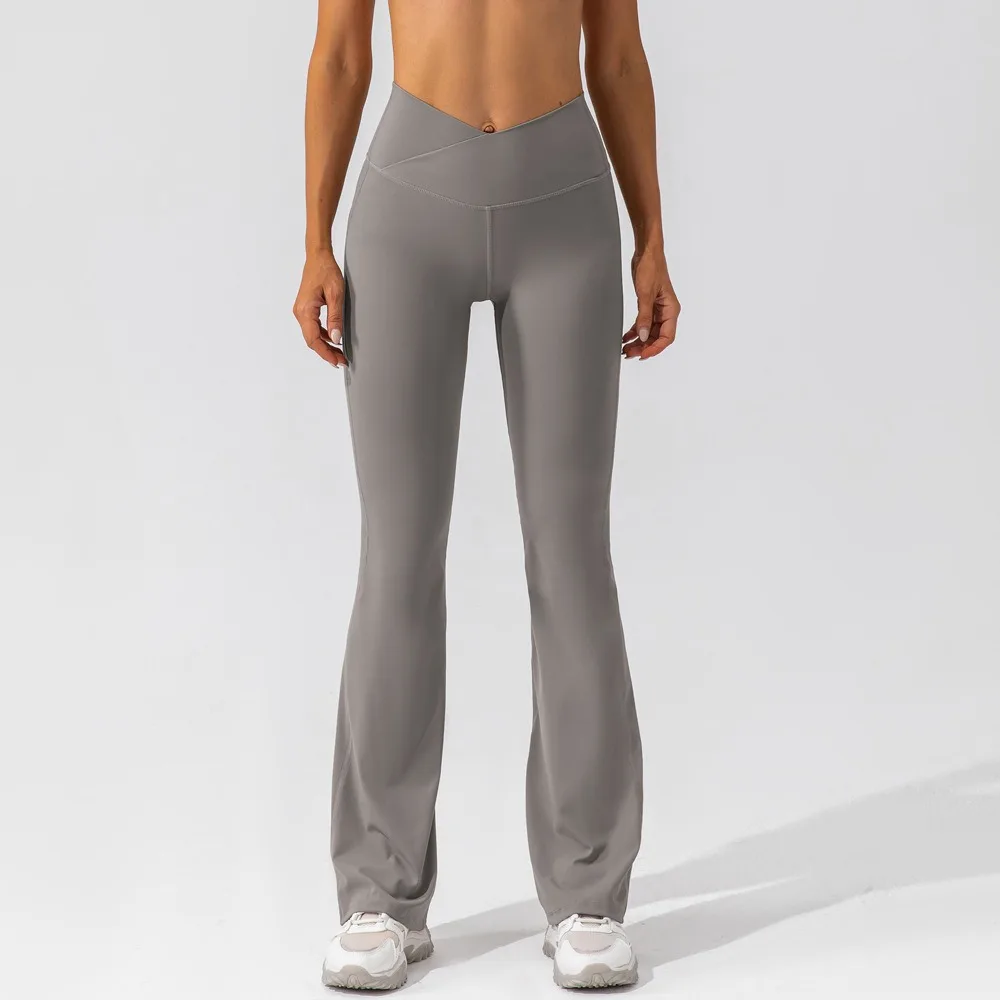Women V Cut Stretch Soft Scrunch Back Lightweight Yoga Flare Pants