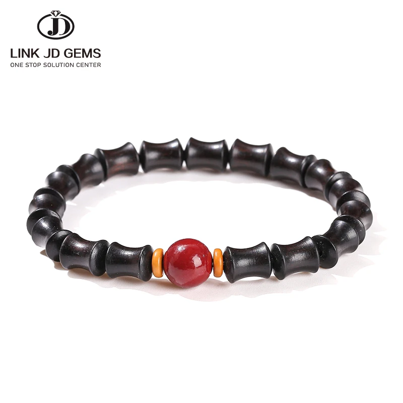 JD Gems Buddhist Decoration Chinese Style Lucky Buddha Wooden Bead Jewelry Blackwood Sandalwood Bamboo Joint Bodhi Bead Bracelet