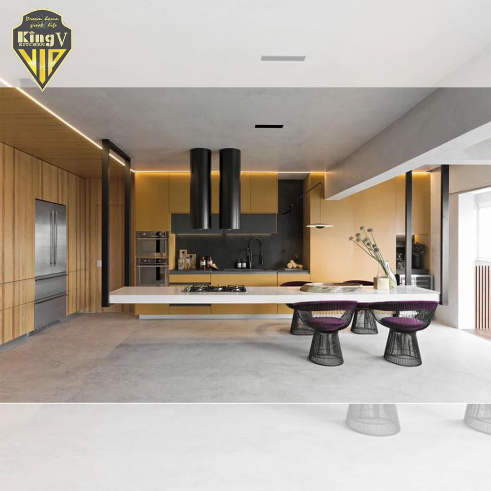 KINGV Gray modern style waterproof kitchen, high-end customization, free quotation, welcome to consult