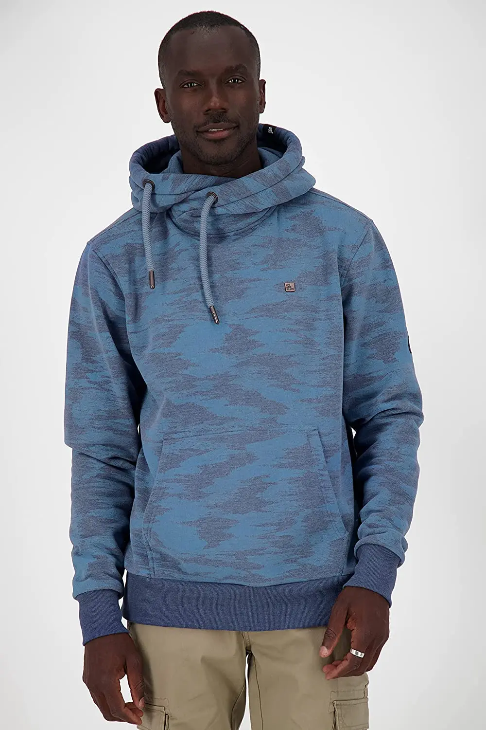 2023 custom new style blue camo hoodie neck collar keep warm 400gsm slim fitting hoodies for men and women