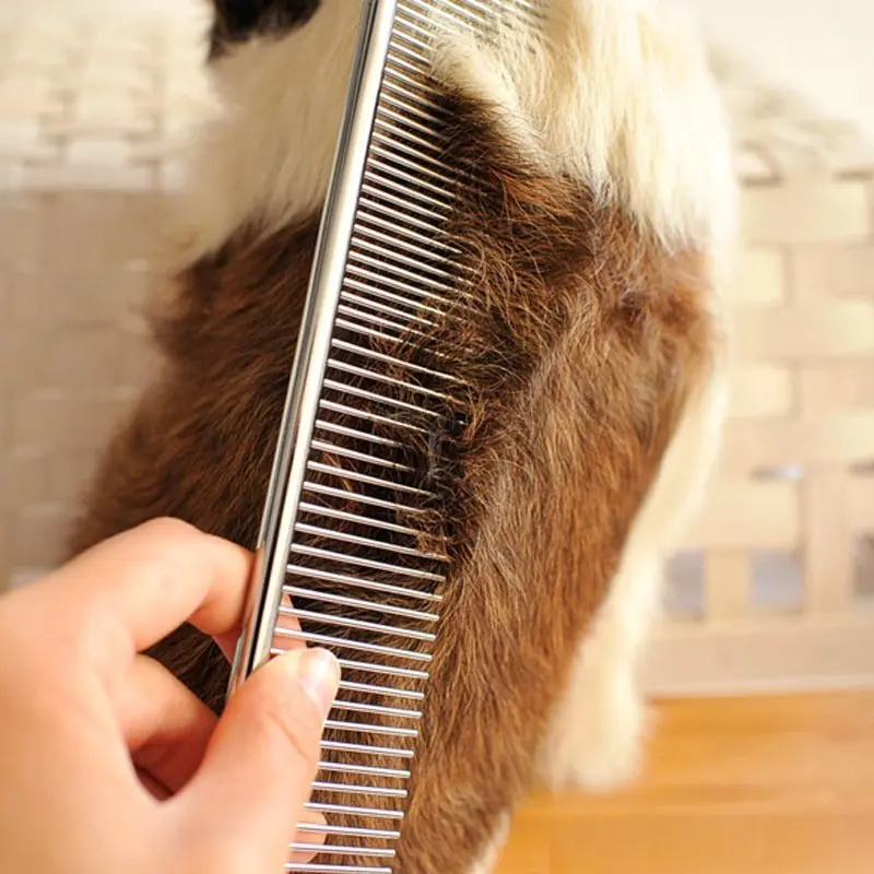 Dog Grooming Comb Stainless Steel Small Dog Comb Wide Tooth Pet Grooming Brush and Metal Comb