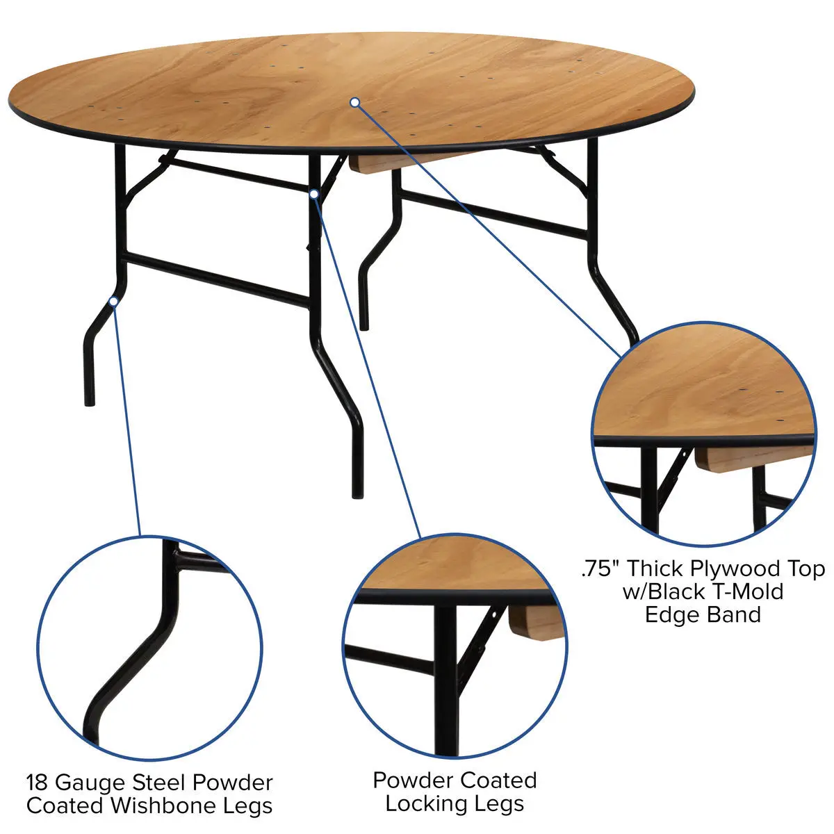 Banquet Dinner Wedding Party Round Solid Round Metal Folding Table