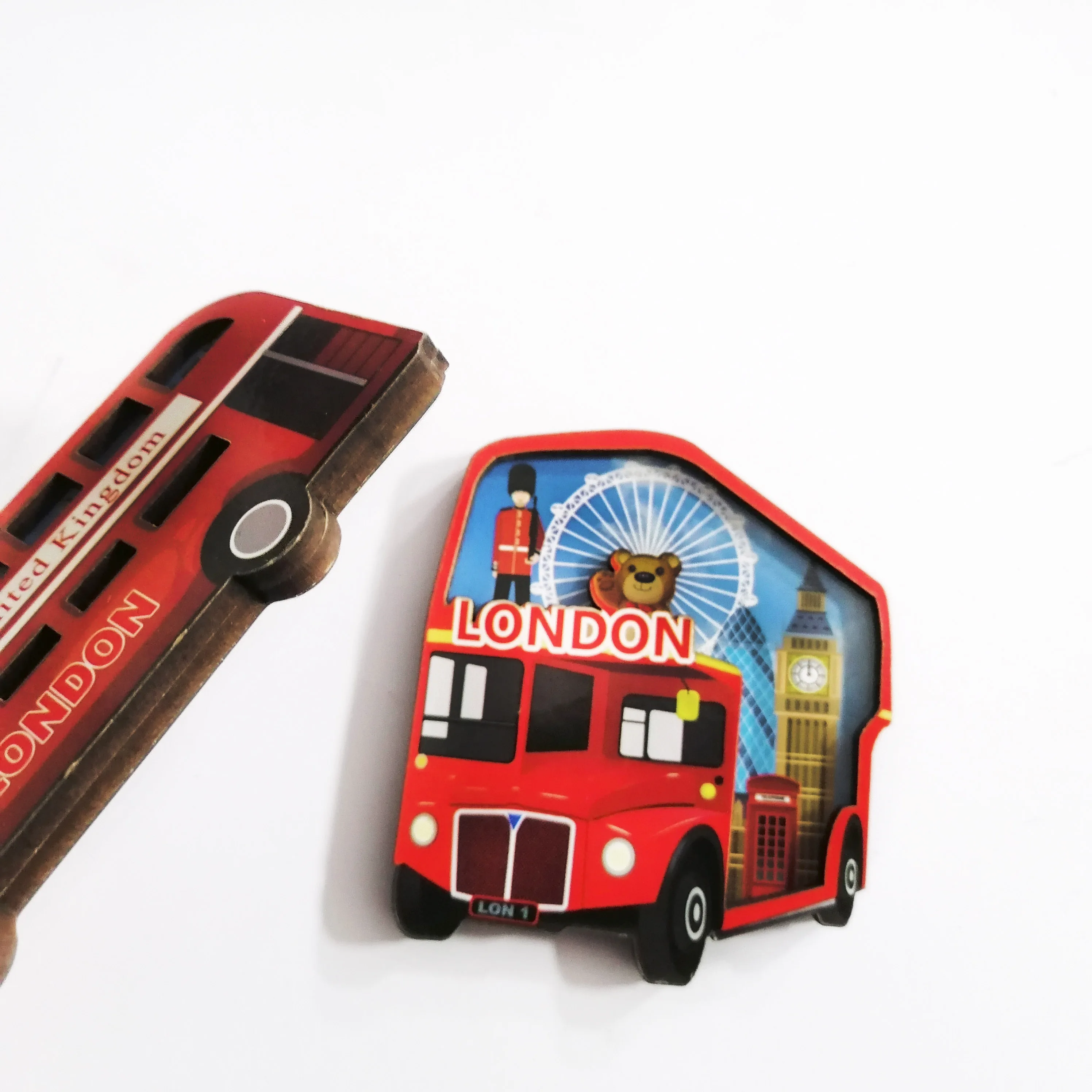 XS Ltd. Custom England London UK City Souvenir Medium 3D Wood Fridge Magnet Magnetic Sticker Foil  Material for Tourist Gifts