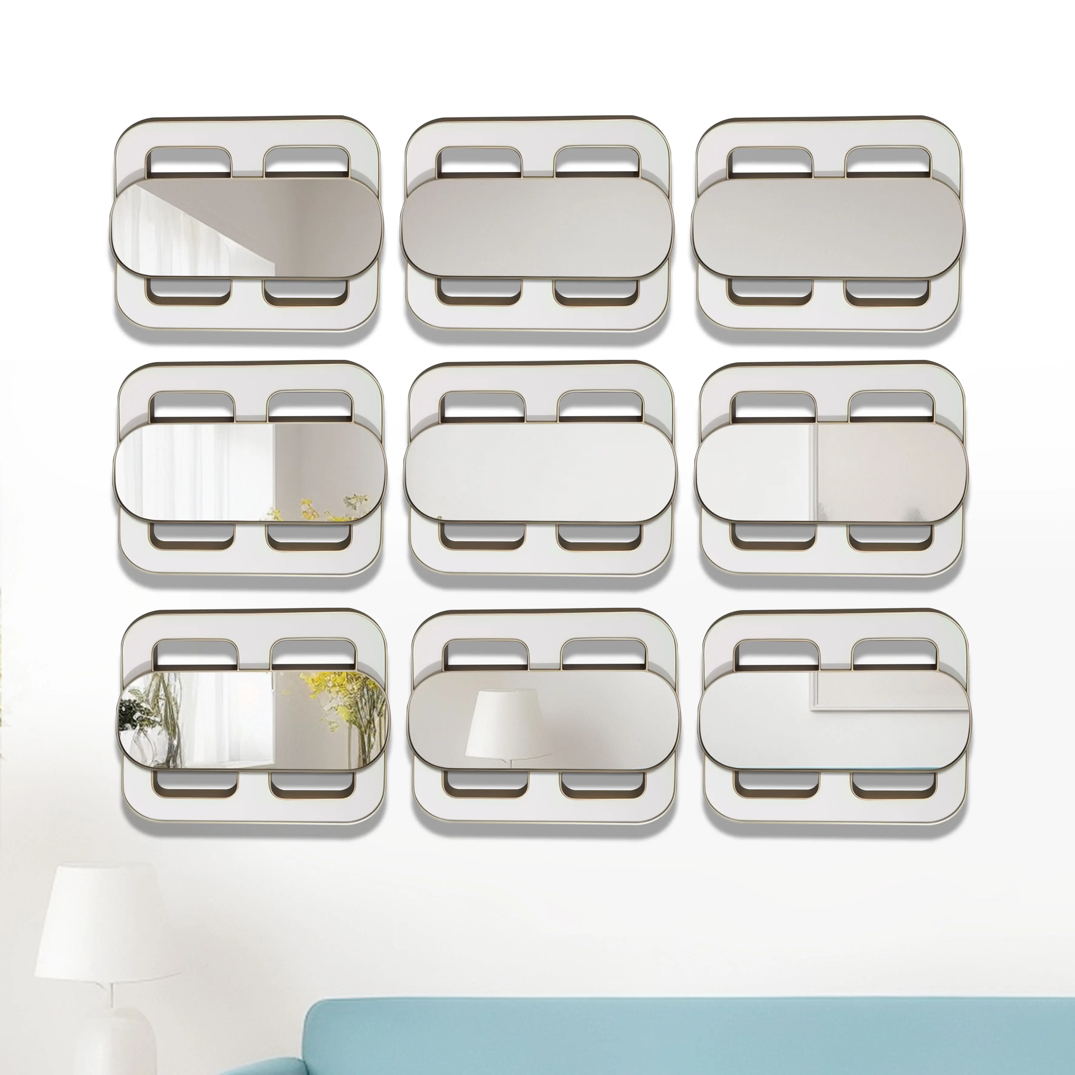 61CM wholesale dropshipping products 2024 design mirrored Design Metal home wall house Decor Art living room decoration Hanging