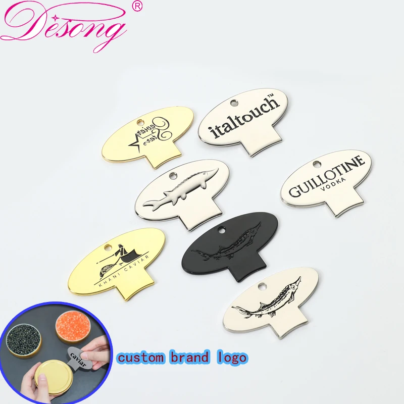 big size Custom fish logo label caviar tin opener caviar fish logos opener Keychain caviar can opener