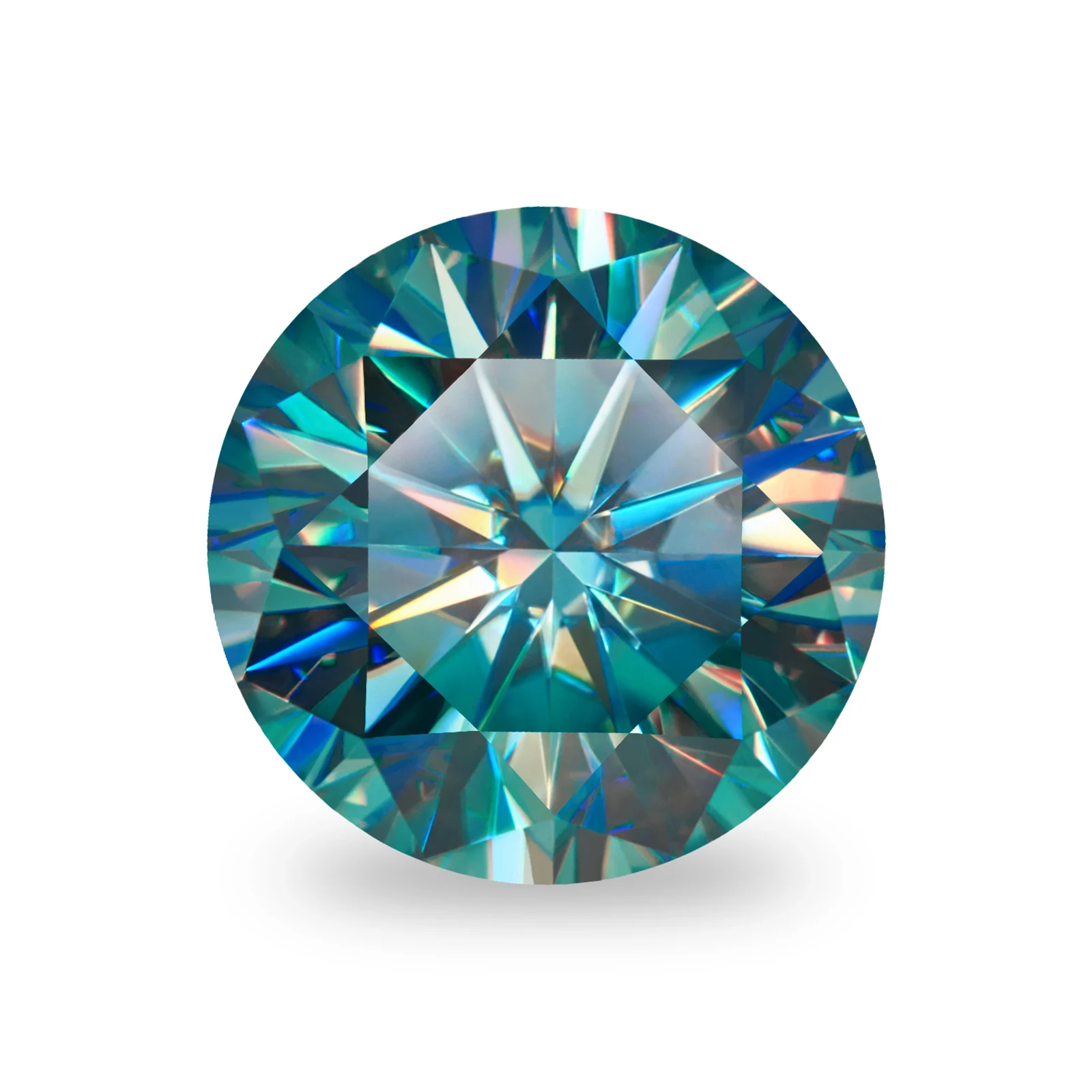 GIGAJEWE Wholesales Loose 6.5mm 1ct Round Cut cyan blue green Colored for Making Jewelry Moissanite Diamonds