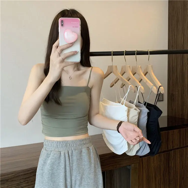 Wholesale Women Fitness Exercise Yoga Top Thin Straps Pleated Sports Padded Bra Workout Clothing Running Active Wear Custom Bras