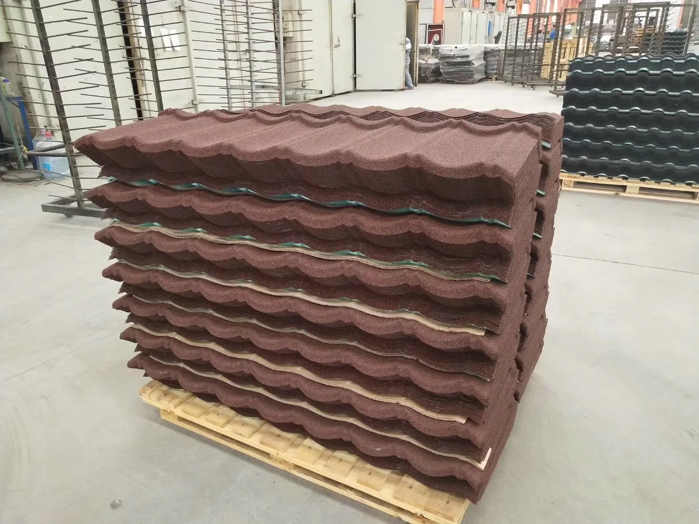 house roof construction materials modern classic tile red color stone coated metal roofing tile