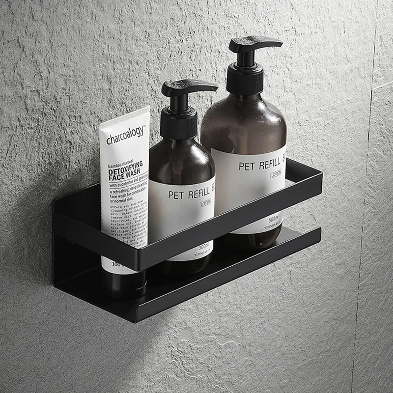 304 stainless steel self adhesive shower shelf black shower caddy with hooks bath storage shelf