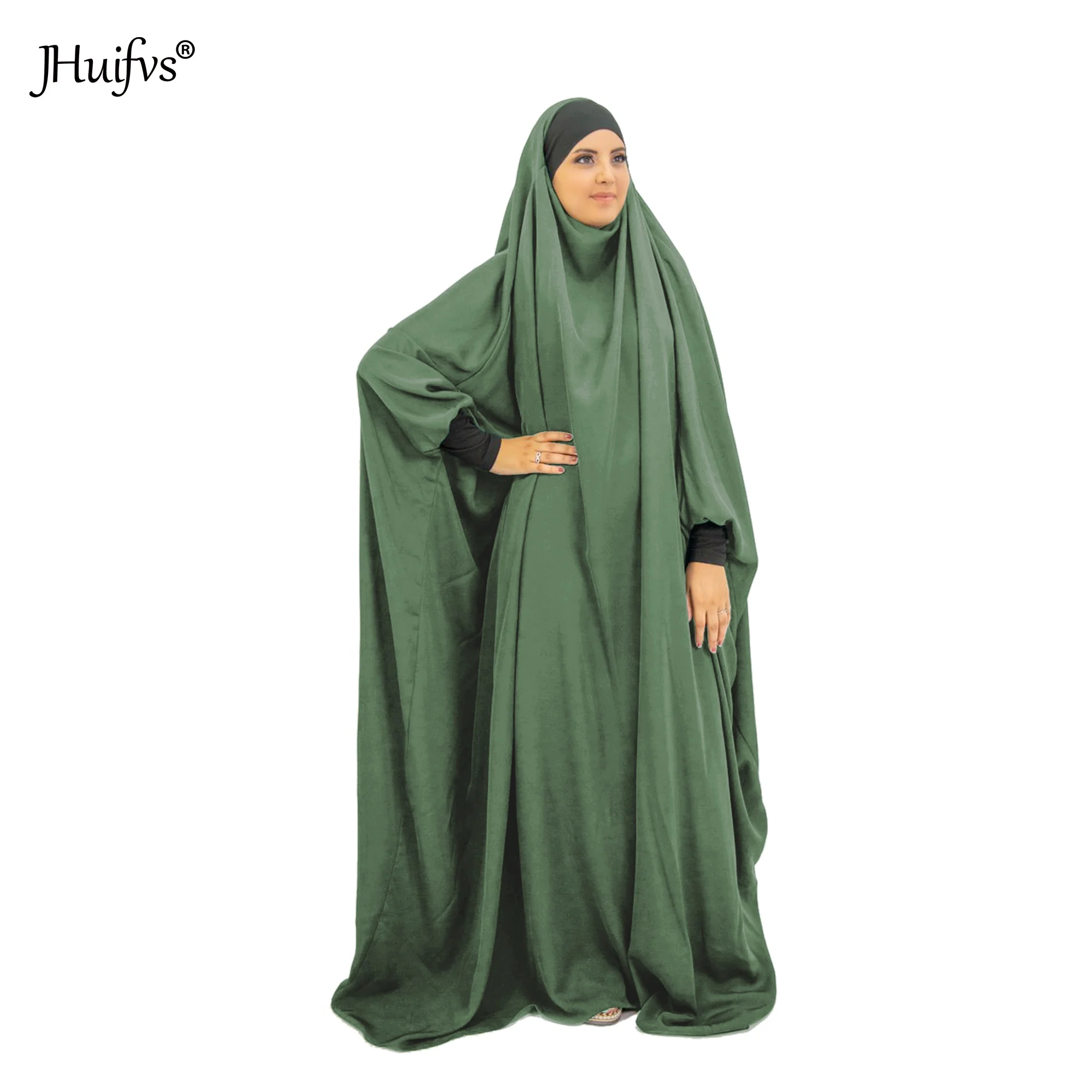 Hot Sale Plain Solid One Piece Jilbab Saudi Khimar Abaya Prayer Dress Overhead Kaftan Women Muslim Hijab Islamic Robe