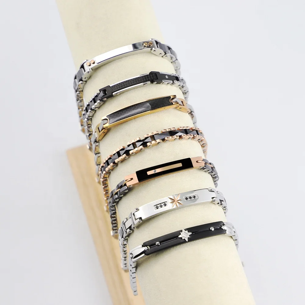 OEM Jewelry Factory Carbon Fiber Bracelet Homme Ceramic 316 Stainless Steel Bracelet Men