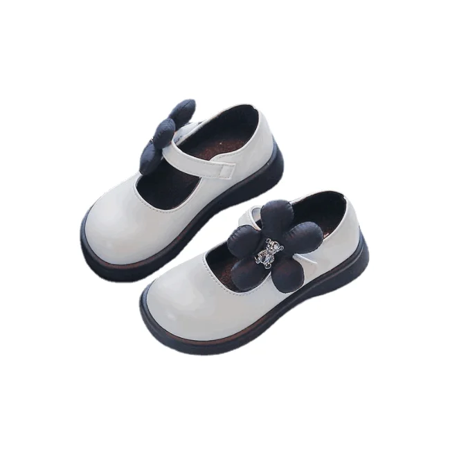 Spring Autumn Fashion style Children PU Leather school shoes for Girls flower princess shoes