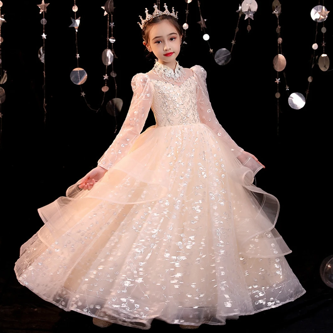 Princess Dress Up Apron Costume Princess sequined dresses smocked children clothing toddler wears kids  girl maxi gown