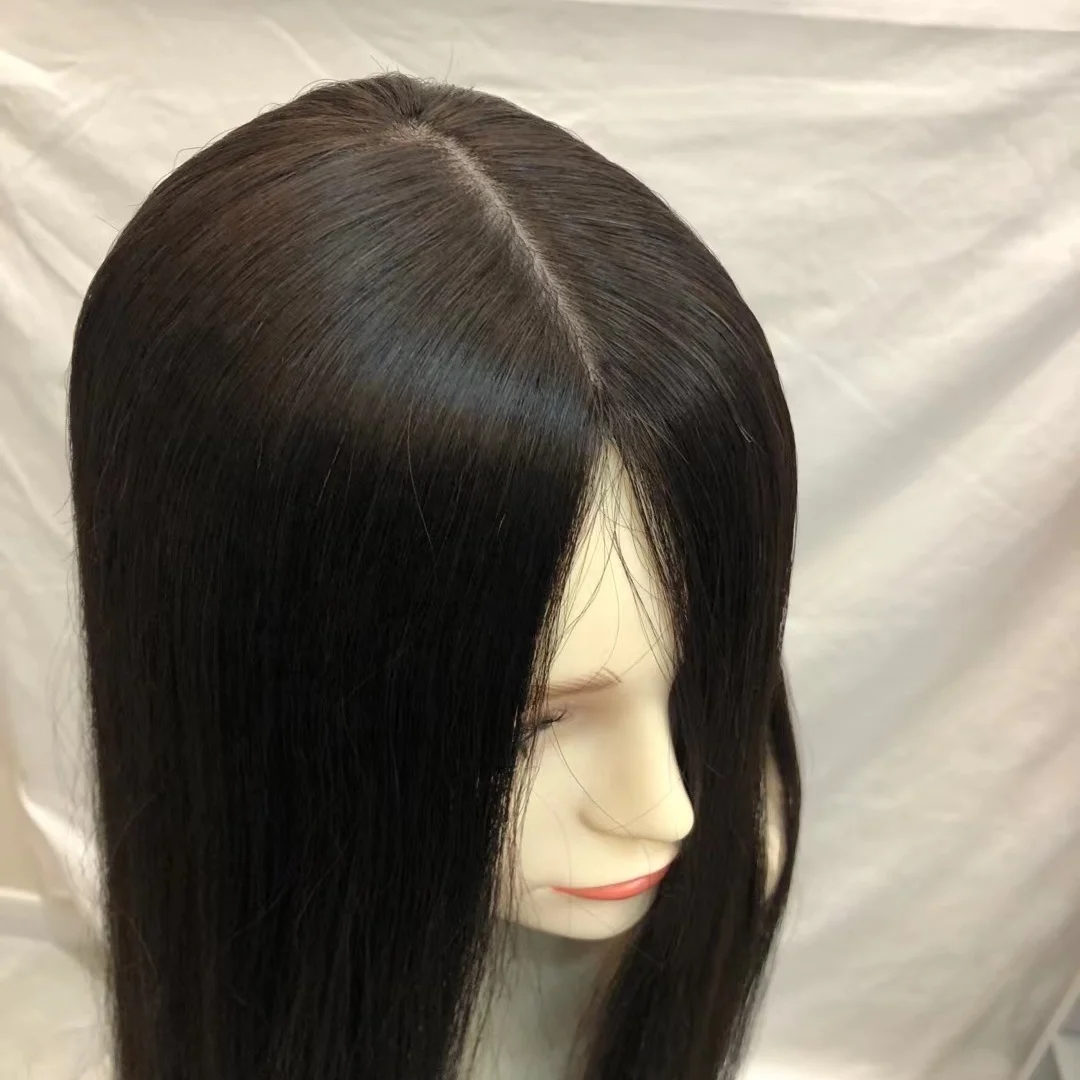 Amara luxury jewish hair topper silk base jewish hair topper lace or silk wigs human hair jewish white women