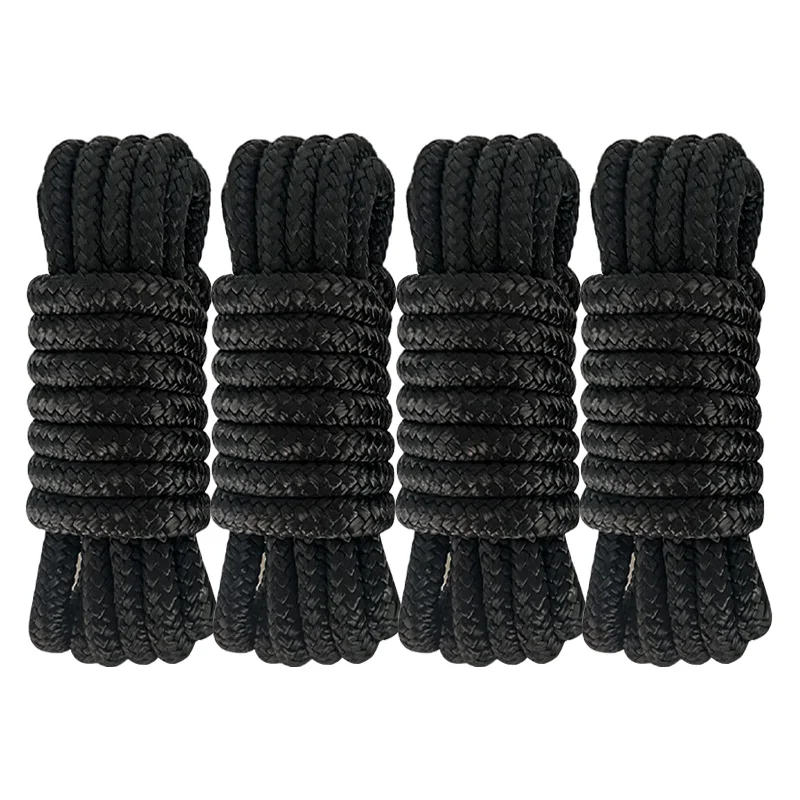 Boat Fender Lines Anchoring Dock Line Black Nylon Double Draided Rope for Marine Sailing Boat/kayak/yacht