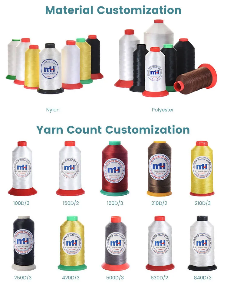 Thread Manufacturer 210D/2 210D/6 High Resistance 100% Polyester Sewing Thread for Leather Craft