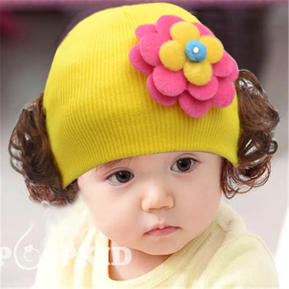 
Kids Girls Boys Child Winter Warm Hat Cute Wig Beanie Cartoon Cap Plush Cap Baby Warm Hat Earmuffs Head Hat 