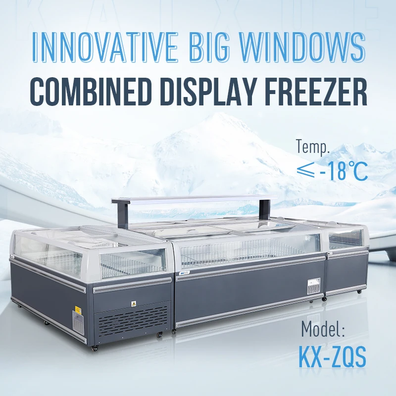 Front window supermarket combined island freezer for frozen food sea food