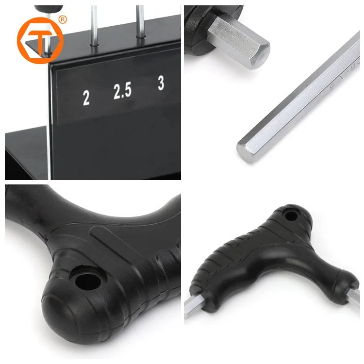 10 Pcs Bike 2-10mm T Handle Tamper Star Hex Key Wrench Set With Ball End