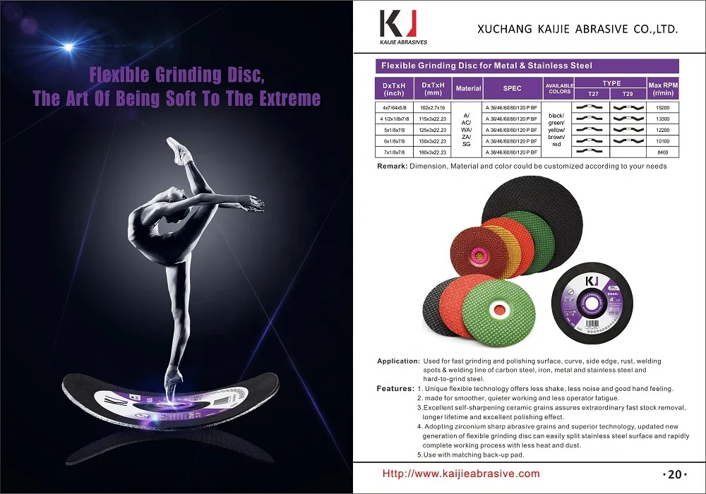 
4.5inch Manufacturer Suppluy flexible Grinding Disc Grinding Wheel for inox 