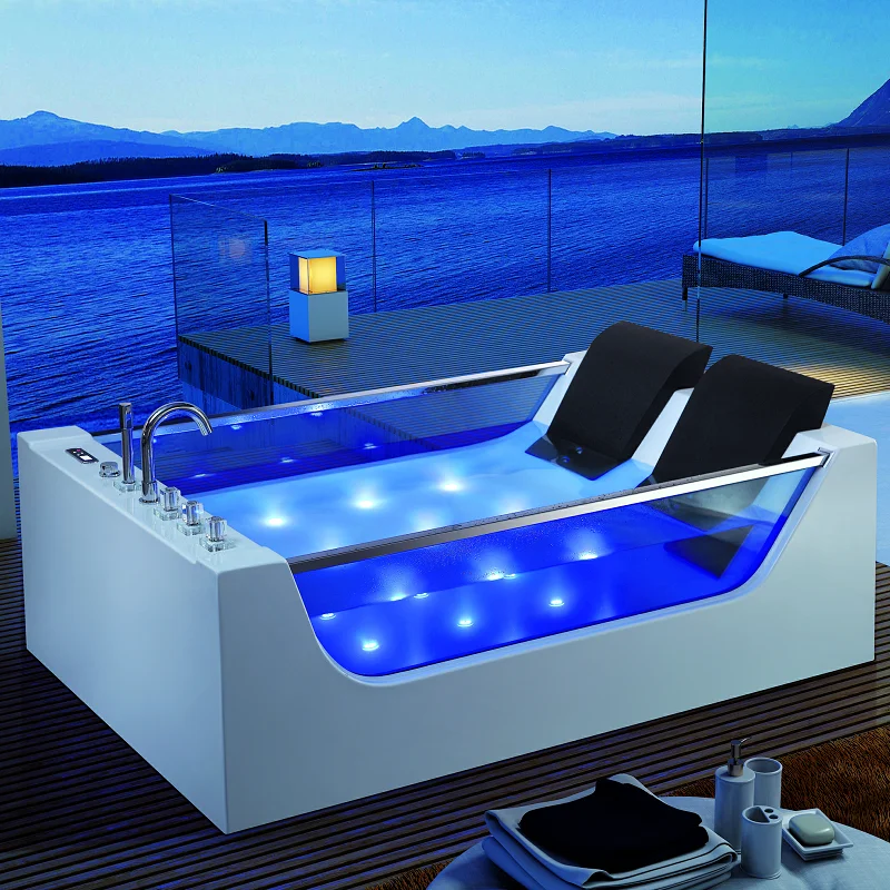 Window Freestanding Massage Hot SPA Tubs Portable Hotel Sell Indoor Bathtub with Transparent Glass ETL CE approved