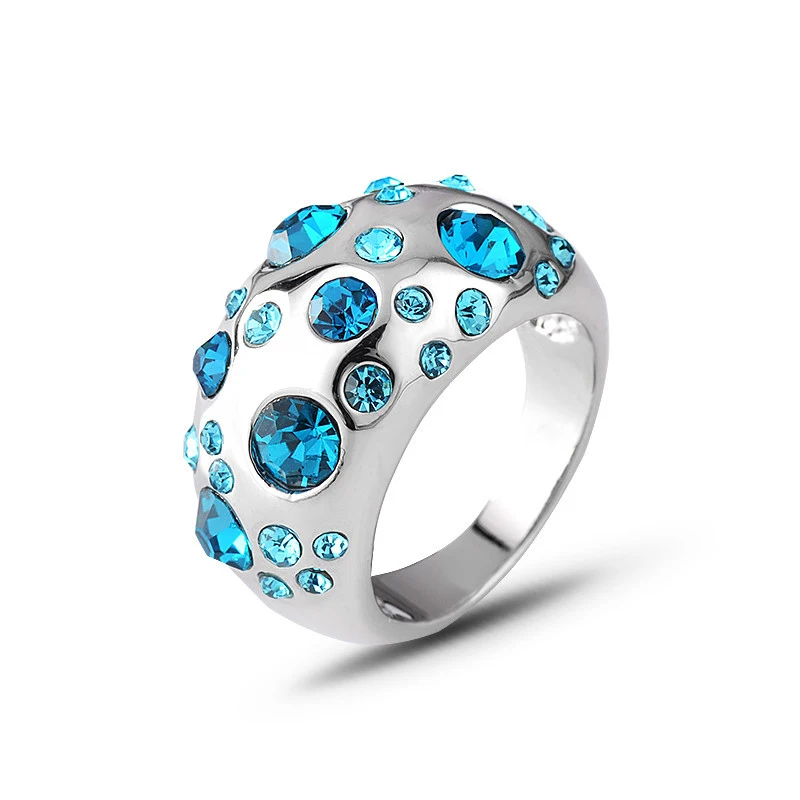 
Factory Wholesale Fashion Luxury Women Temperament Mood Sterling Silver Crystal Ring 