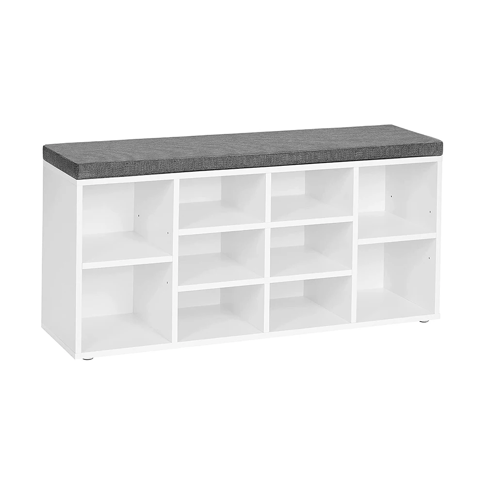 Wooden Shoe Storage Bench Shoe Rack Bench Shoe Storage Shelf Cabinet with Cushion for Entryway
